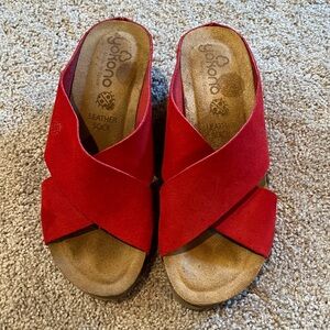 Yokono Leather Sock suede slip on sandals